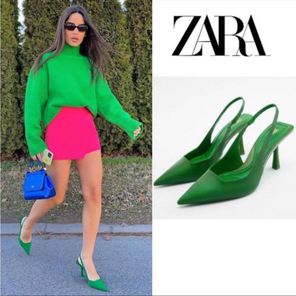 COPY - ZARA SLINGBACK GREEN HEELS 🔥